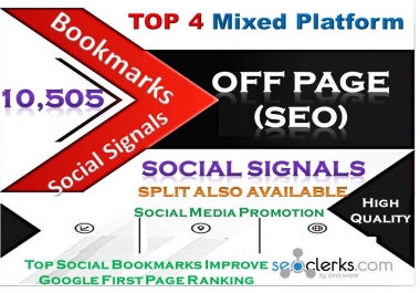 TOP 4 Powerful Mixed Site 10,505 Social Signals Pinterest Tumblr WebLike Reddit Bookmark Backlinks