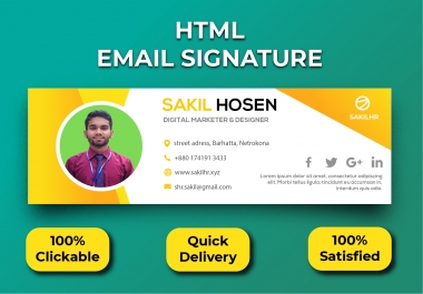 I will design Clickabe HTML Email Signature in just 5hr