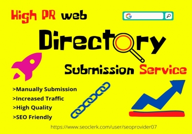 I will provide 100 Directory Submission manually on high PR Website