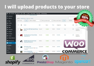 I will upload or add products to any website like woocommerce,  shopify,  etc data entry