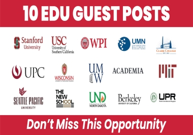 You will get 5 EDU Guest Posts on Top University DA90,  DR90 Dofollow Backlinks.