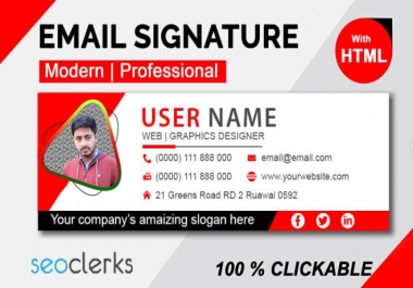 I will design a email signature for outlook,  gmail etc with clickable HTML responsive and template