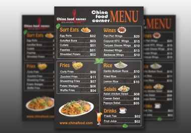 I will design any food menu,  food flyer or poster,  free logo