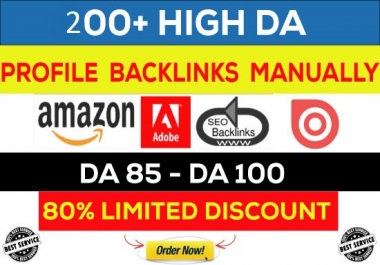 I will manually create Qualified 100 High DA 85+ profile back links for you.