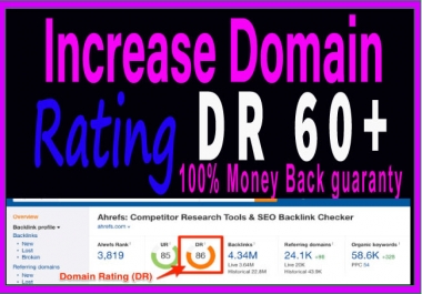 I will increase domain rating DR ahrefs 0 to 50 plus