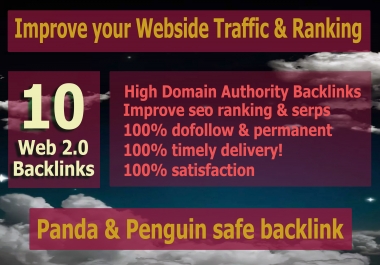 I will do 10 high quality web 2.0 pbn backlinks for your website ranking