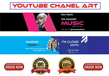 I Will Design Professional Trendy YouTube Banner job within 24 Hr
