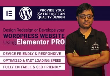 I will design redesign or develop your wordpress website using elementor pro