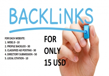 I wil do all the backlinks like web2.0,  classified ad,  directory,  local citation