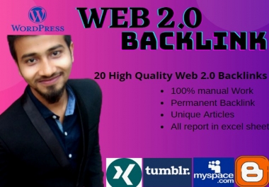 I will create 20 high quality web 2 0 backlinks