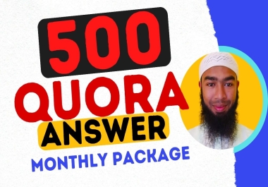 Provide Monthly 500 Quora Answer and Promote your website on question answer sites