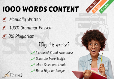 Write 1000 Words High Quality SEO Content For Your Websites