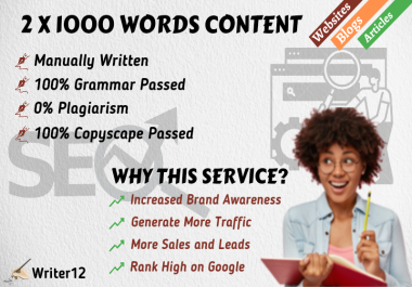 2 X 1000 Words High-Quality Content in 2 days