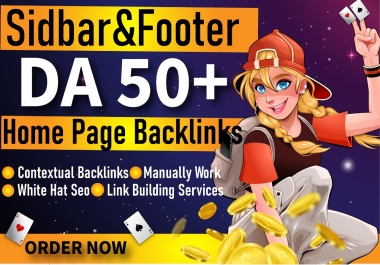 Build 100 Sidebar & footer Homepage PBNs backlinks DA 50+ Sites For 6 Months Guaranteed