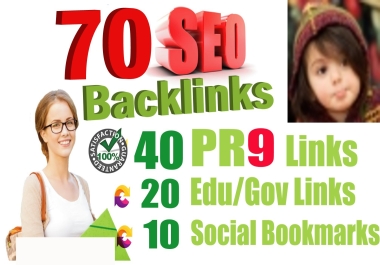 70 Backlinks from 40 PR9 + 20 EDU-GOV + 10 SOCIAL BOOKMARK For Your Website or Blog or YouTube