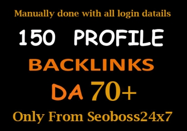Manually 150 High Authority Profile Backlink from DA PA-100-50 Site-Skyrocket your Google Ranking