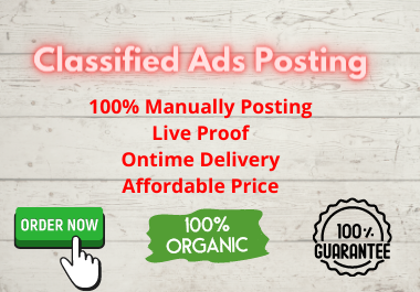 I will manually post your ads on 30 USA classified ad posting sites