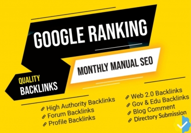 guaranteed Complete Monthly SEO Service With Backlinks For Google Top Ranking