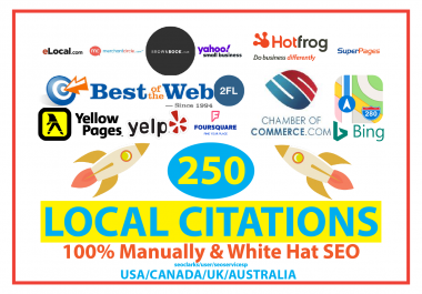 250 Local SEO Citations For USA or CANADA or UK or AUSTRALIA