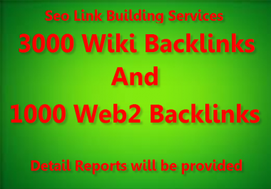 Provide 3000 Wiki Backlinks with 1000 web2.0 Blog backlinks