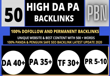 Manually create 50+ Backlink with high DA 40+ PA 35+,  DOFOLLOW with 40+ Unique websitelink
