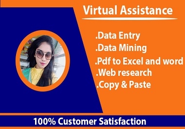 I will be your virtual assistant for data entryweb research and copy paste