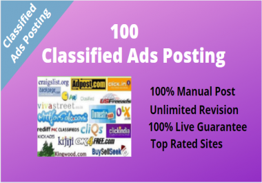 I will do 100 USA Classified Ads Submission with live link report