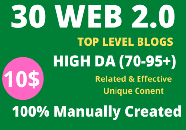 I Will Build 30 High Quality Web 2.0 Backlinks Manually