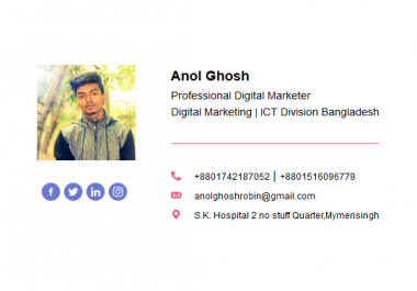 I'll provide Smart HTML Email Signature With Clickable icons looking Professional