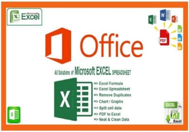 I will do Microsoft office create Microsoft excel spreadsheet data entry,  formula,  graphs & table
