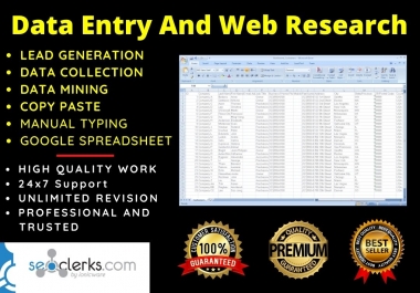 I will do any task of data entry and web research for your business and other work