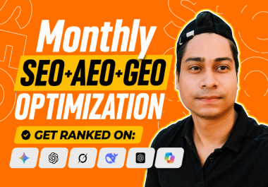 I will do complete monthly website on page GEO,  aeo,  local and ai SEO optimization