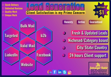 I'll provide targeted 1k leads any City any Country any niches