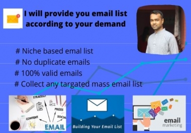 I will provide your requirement targeted niche email according to your demand