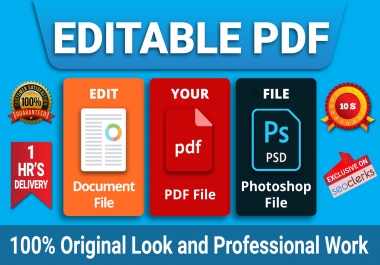 I will do document edit,  pdf edit,  fillable pdf form,  photoshop Editing A to Z