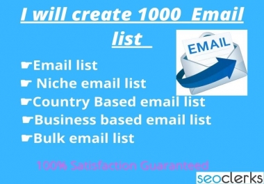 I will provide 1000 Verified and Active email list