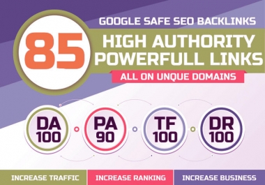 build 85 unique domain SEO backlinks on high tf and da sites in ranking website
