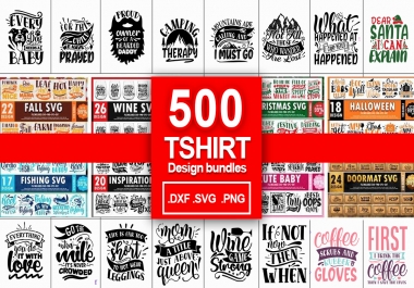 Deliver 500 Tshirt Design SVG Bundles Download