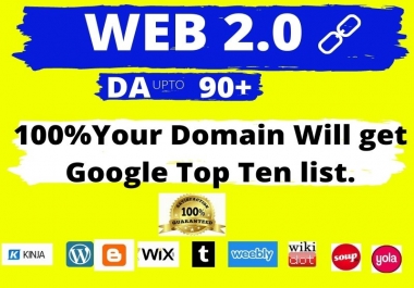 Find 50 Super Web 2.0 backlinks with High Authority 90 + DA, TF, CF, DR, UR, PA