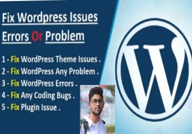 I will fix wordPress problems,  issues,  and bugs
