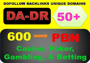 I Will Create 600 PBN DA & DR 50+ Homepage DoFollow Links for Casino,  Poker,  Gambling,  & Betting
