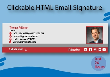 I can code a professional HTML clickable email signature for your business
