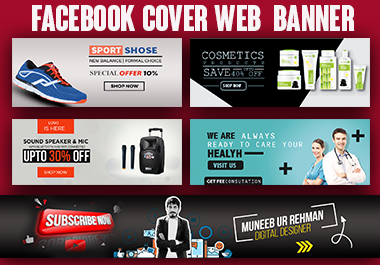 Professional Web Banner,  Facebook Cover Linked in banner and youtube banner Design
