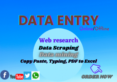 I Will do Data entry,  web research and Data analysis