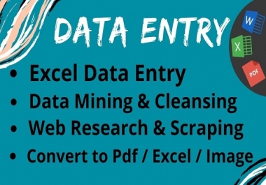 I will do excel data entry,  copy paste tasks,  typing,  data entry jobs