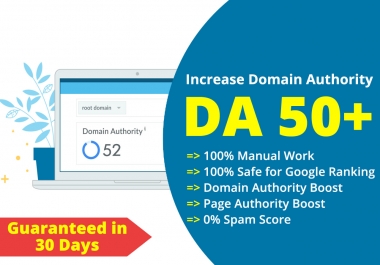 I will increase domain authority da to 50 plus