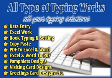I will do provide your project data typing & data entry, copy paste for 1 day
