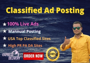 I will post your ad to 50 USA top classified ad posting site