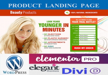 I will design WordPress landing page and website with elementor pro and divi builder