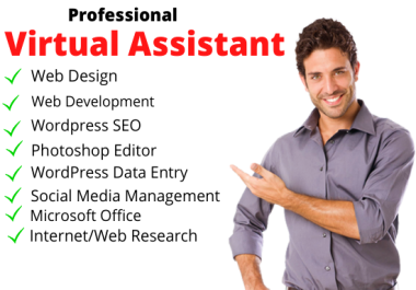 I will do virtual assistant as web designer